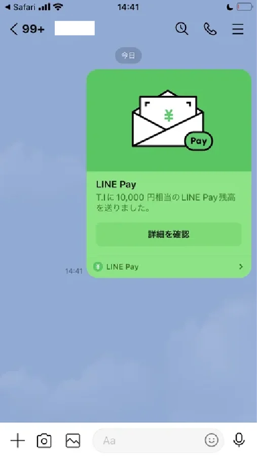 LINE Payの手続き画面