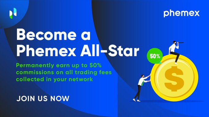 【継続開催中】Phemexオールスタープログラム！取引手数料の最大50％のボーナスを永久に獲得！